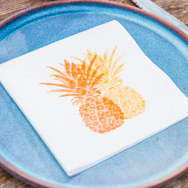 Paviot, Serviette, Ananas bedruckt, gelb, orange style